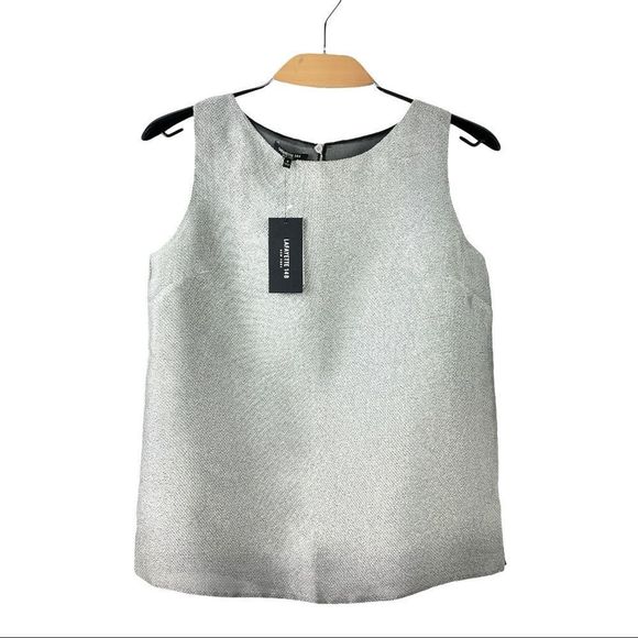 NWT Lafayette 148 NY Metallic Sleeveless Top US 4 - Picture 3 of 8